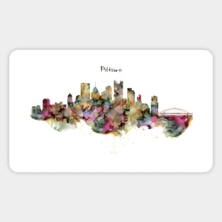 Watercolor Painting - Pittsburgh Skyline Magnet